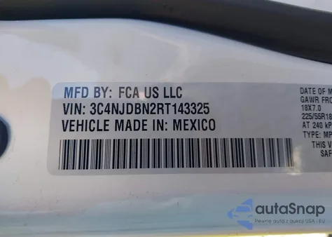 2024 Jeep Compass Latitude 4X4 из США, поврежденный, VIN 3C4NJDBN2RT143325